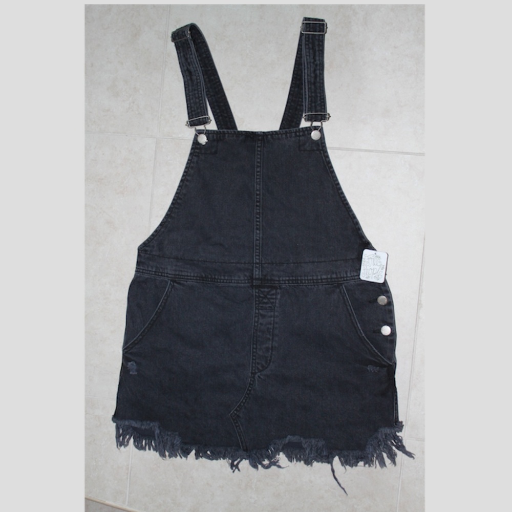 Free People Black Overall Skirt Size 8 NWT